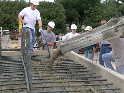 During the pour of the north base.  Up top is Lewis. ...