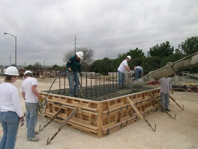 During the pour of the north base.  Left to right:...