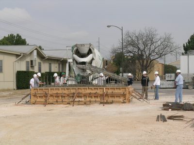 The pour in progress, from afar.  I'm behind the right...