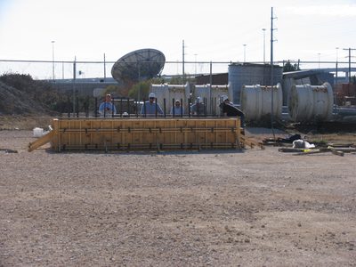 Prior to casting the south base.  Left to right: Tim,...