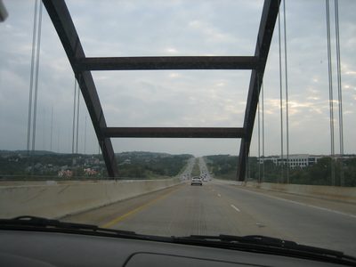 On the bridge.