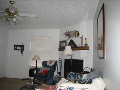 You can only barely see him, but there is a sleepy pup...