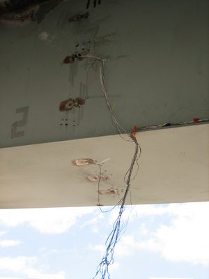 Ripped data wires.  Most likely, they ripped from...