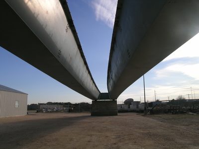 The girders from below.  Note all the bolt holes in the...