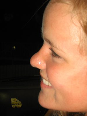 Sharon's face.  Up close.