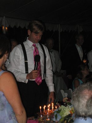 David, looking at his cake