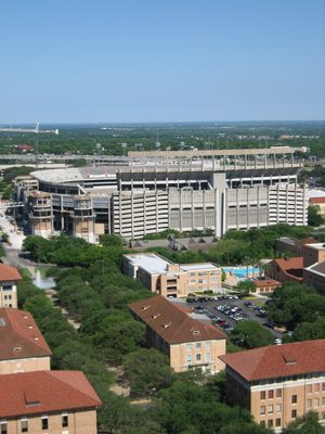 Darrell K. Royal Stadium from atop the UT Tower