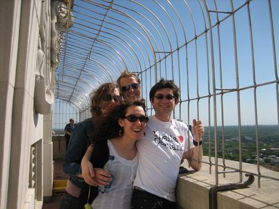 Mel, Jesse, Ashley and John in the wind atop the Tower