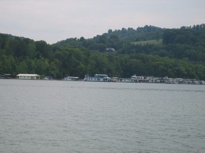 The far shore of the lake.