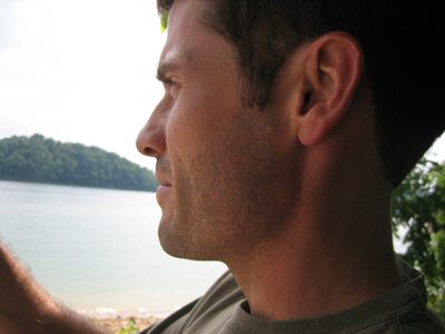 Jay ponders the awesomeness of the bridge.