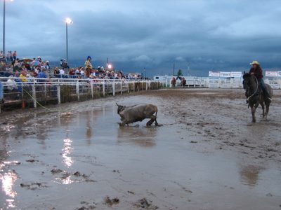 It was very, very muddy at the 67th Annual San Saba County Rodeo.