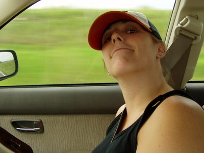 Catherine being awesome on the drive to San Saba