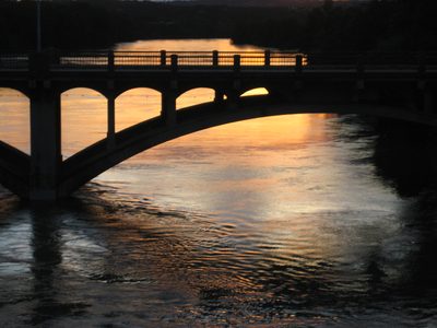 Pretty bridge.  Pretty sun.
