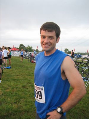 Jay, 6am-ish, in the Couples Tri transition area.