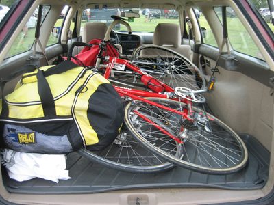 The car, the bikes, the bags... I hate car bike racks,...