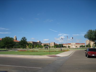 The main circle through Texas Tech.  The big building in...