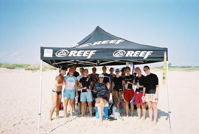 The group under the Reef tent, take 1.
