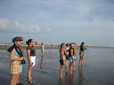 The girls watch Jules fly.