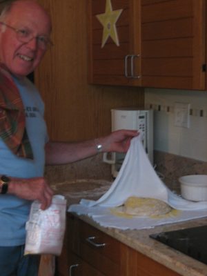 Dad making delicious bread.