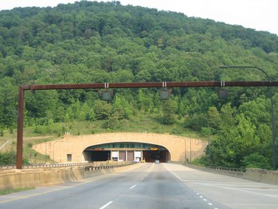 The entrance to the tunnel to Kentucky, just around the...