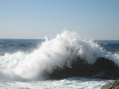 Waves breaking on the rocks at a tidepool south of Carmel.