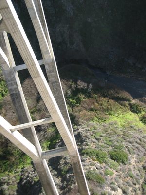 Looking down into the arch.