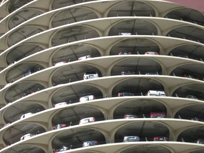 An interesting parking area that takes up the first...