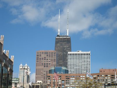Looking north towards the Hancock building and its...