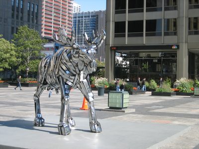 A moose statue outside the NBC building.  Not sure why...