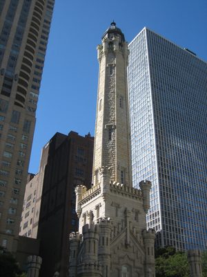 The Water Tower, the only building to survive the 1871...