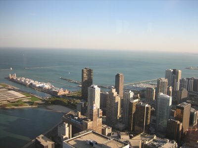 Looking southeast.  Notice Navy Pier and Lake Point...