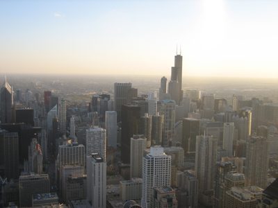 The Sears Tower in the last of the sunlight.