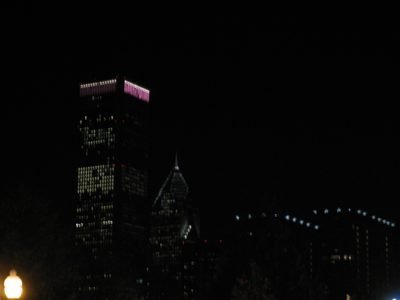 The city at night.  All the buildings were lit up in...