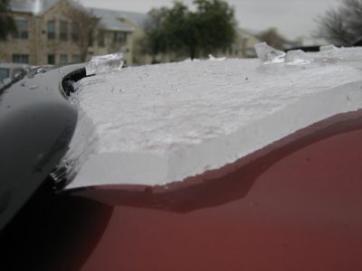 Not a great shot, but showing - the ice on the roof was thicker.