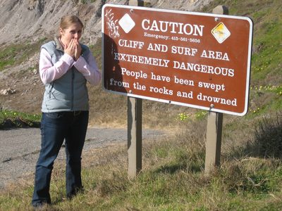 Catherine getting into some trouble at Sutro's Baths.