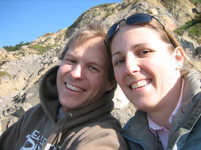 At the top of a rock overlooking the Pacific, where we...