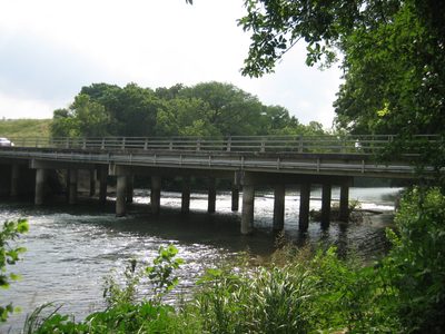 The bridge and spillway just up stream from our...