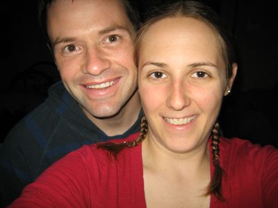Jay and Catherine, 4am, ready to go to the airport.