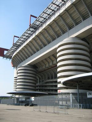 The San Siro socc-- er, football stadium just outside of...