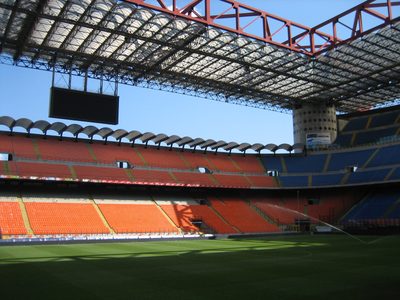 The roof structure and the fourth side of the stadium --...