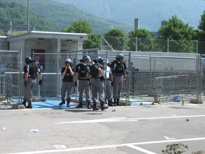 In Bellinzona, we went to a soccer (football) match...
