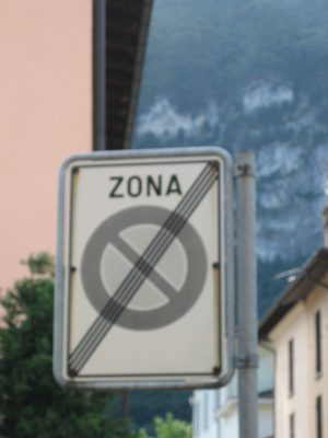 A road sign I never figured out.  "Zone of stopping......
