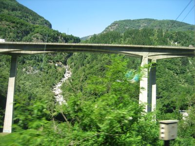 The really neat bridge just outside the spiraling tunnel...