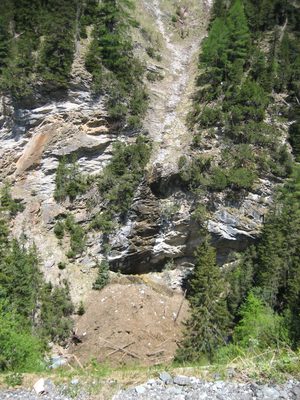 There was a chute through which we assume the debris fell.