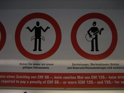 On the left: Do Not Turn Out One's Pockets.  On the...