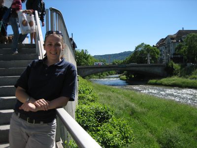 A view from down near the river (Maggie and Braxton in...