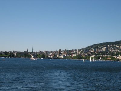 Looking back towards the city from our ferry boat.  The...