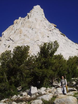 John at the base of the southwest buttress of Cathedral...