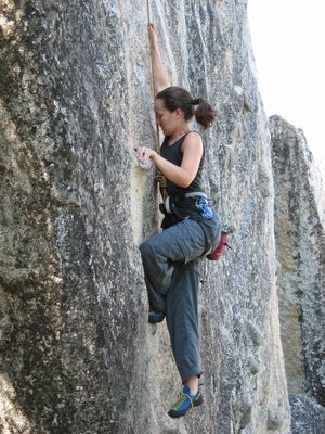 Rachel working her way up Blue Note (5.10b) on The Blocks.