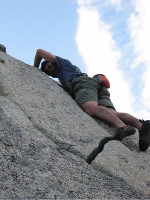 Eliah crack climbing.